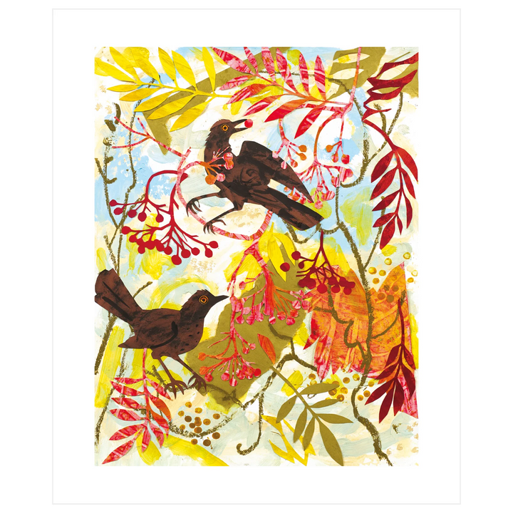 Blackbirds And Rowan Art Card