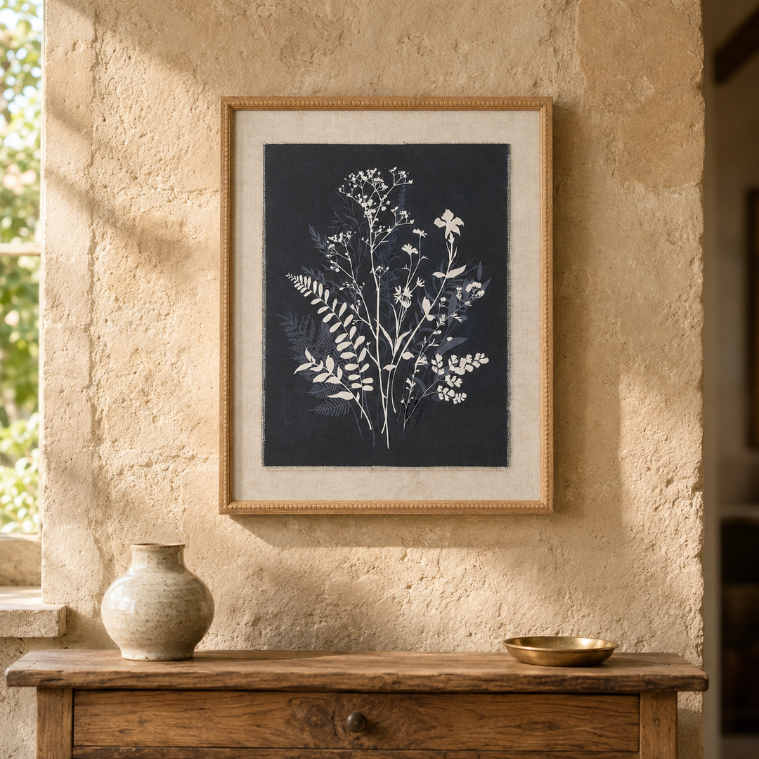 Meadow On Linen In Beaded Frame