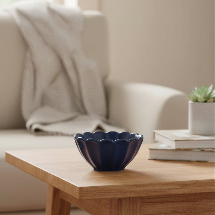 Mini Fluted Stoneware Bowl - Navy
