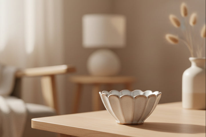 Mini Fluted Stoneware Bowl - White