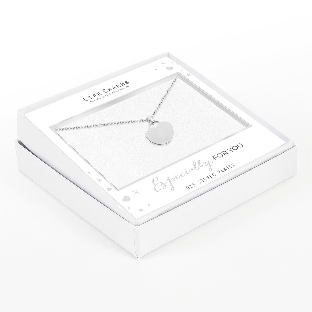 Flat heart necklace from Life Charms by Cornucopia Home and Gift, featuring a delicate heart pendant on a chain.