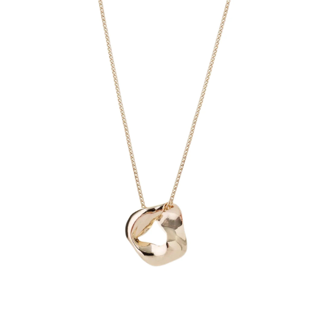 Gold Soho Necklace by Tutti & Co featuring a delicate chain and stylish pendant, displayed on a neutral background.