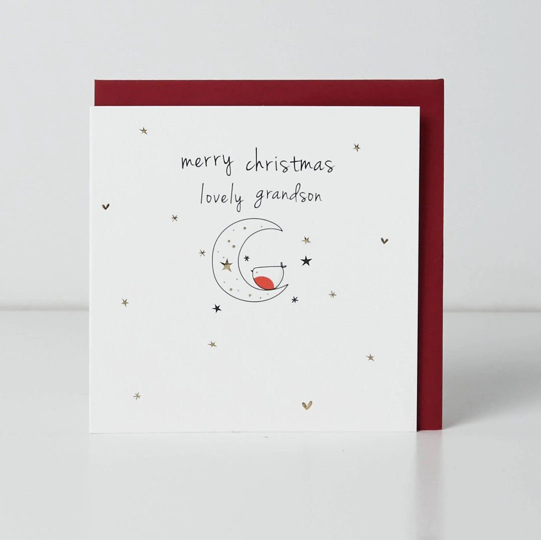 Merry Christmas Lovely Grandson Card - 130mm