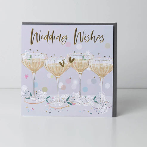 Wedding Wishes Champagne Card with belly button design by Cornucopia Home and Gift, featuring elegant floral artwork.