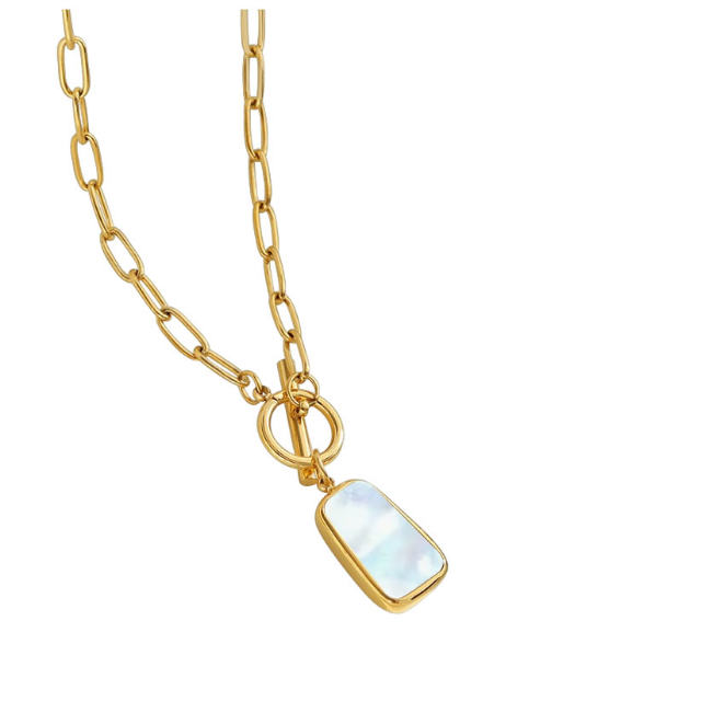 Gold Mother of Pearl Pendant Necklace
