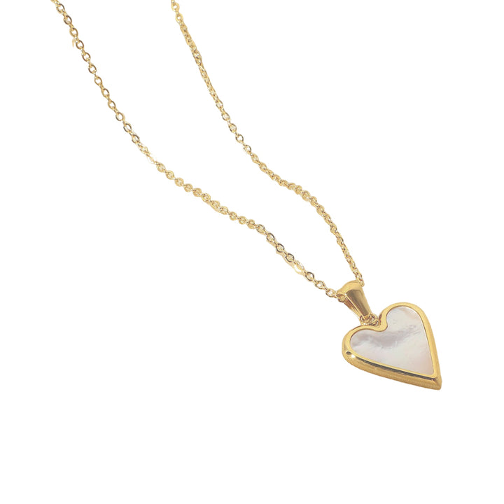 Gold Mother of Pearl Heart Necklace