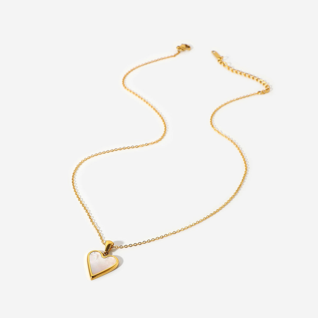 Gold Mother of Pearl Heart Necklace