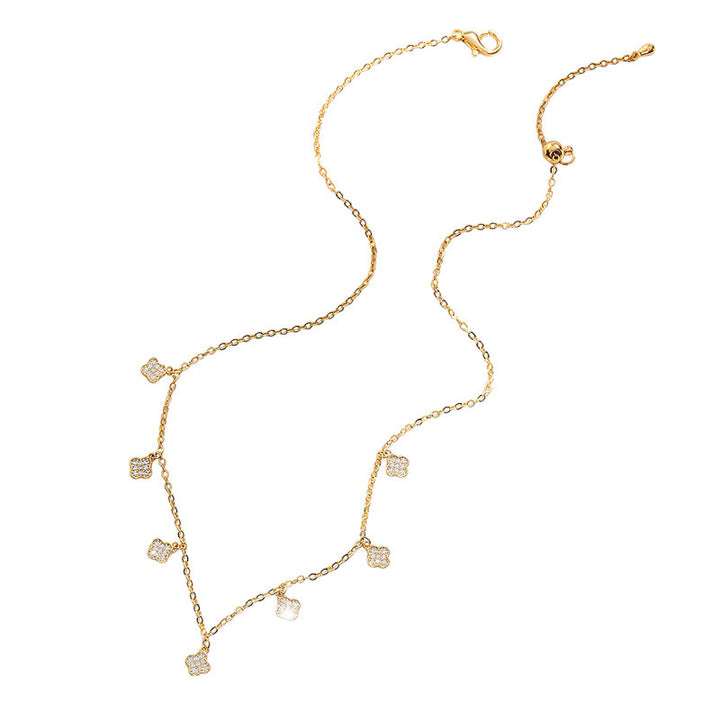 Mini Gold Clover Drop Necklace