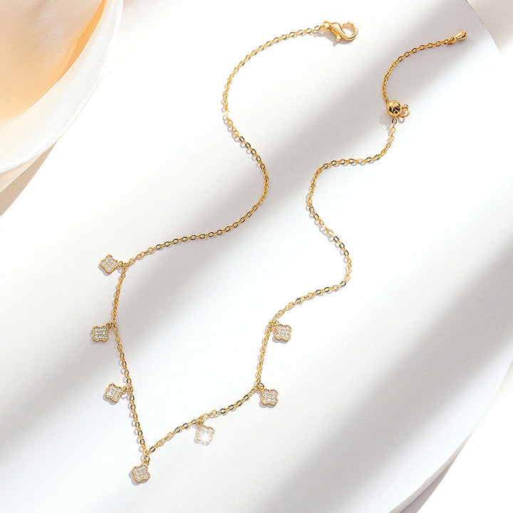 Mini Gold Clover Drop Necklace