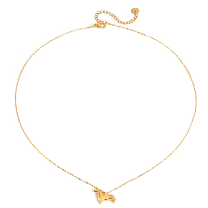 Gold Sausage Dog Necklace