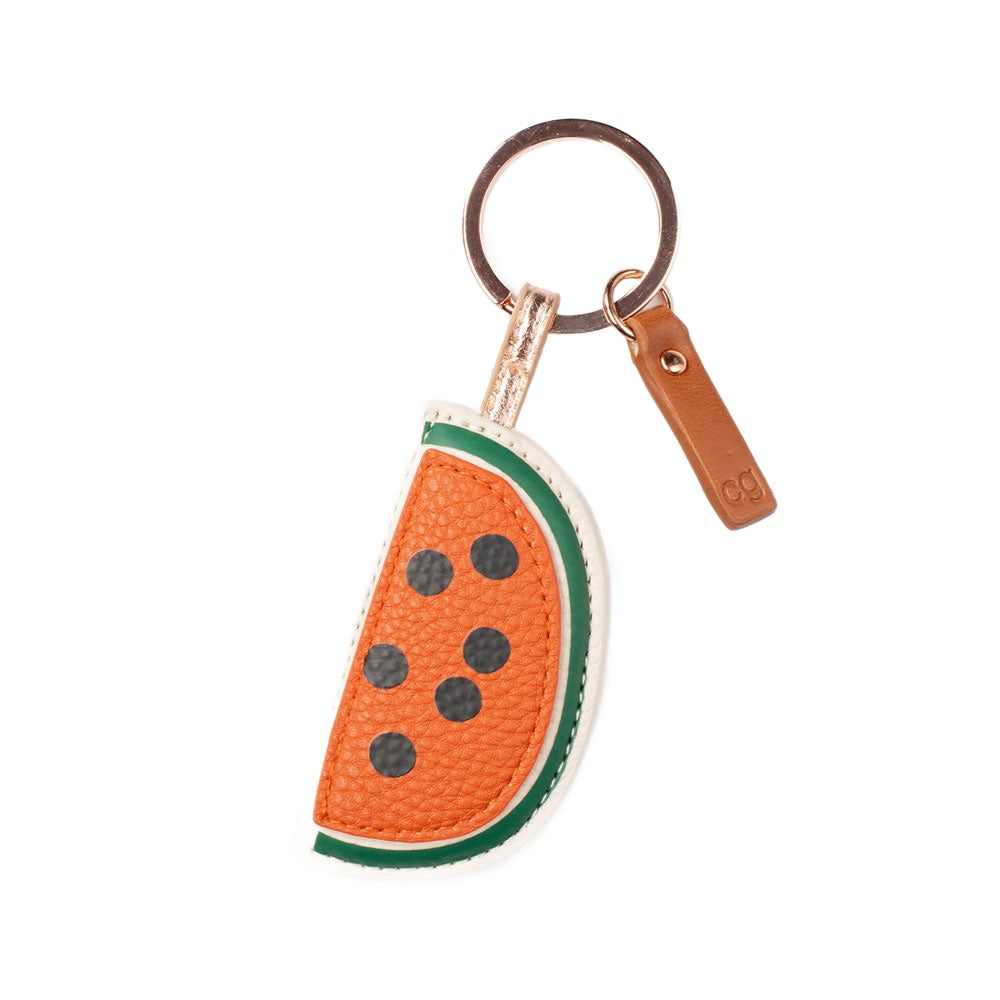Caroline Gardner watermelon novelty keyring with bright, colorful watermelon design and metal keyring attachment.