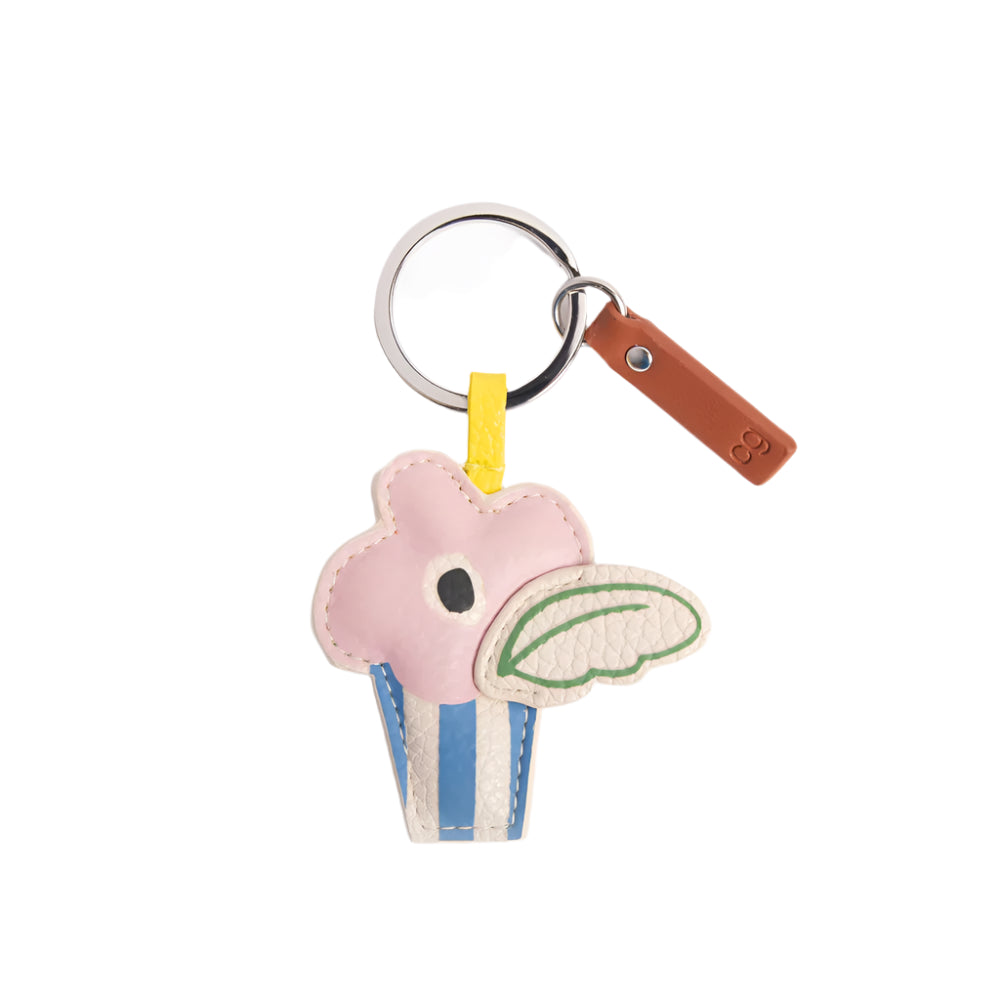 Caroline Gardner flower in vase keyring featuring a colorful floral design on a silver keyring.