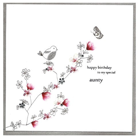 Cinnamon Aitch Aunty birthday card with colorful floral and playful design, suitable for celebrating your aunt's special day.