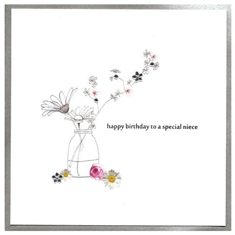 Cinnamon Aitch Niece Birthday Card featuring colorful floral design and playful typography by Cornucopia Worcester.
