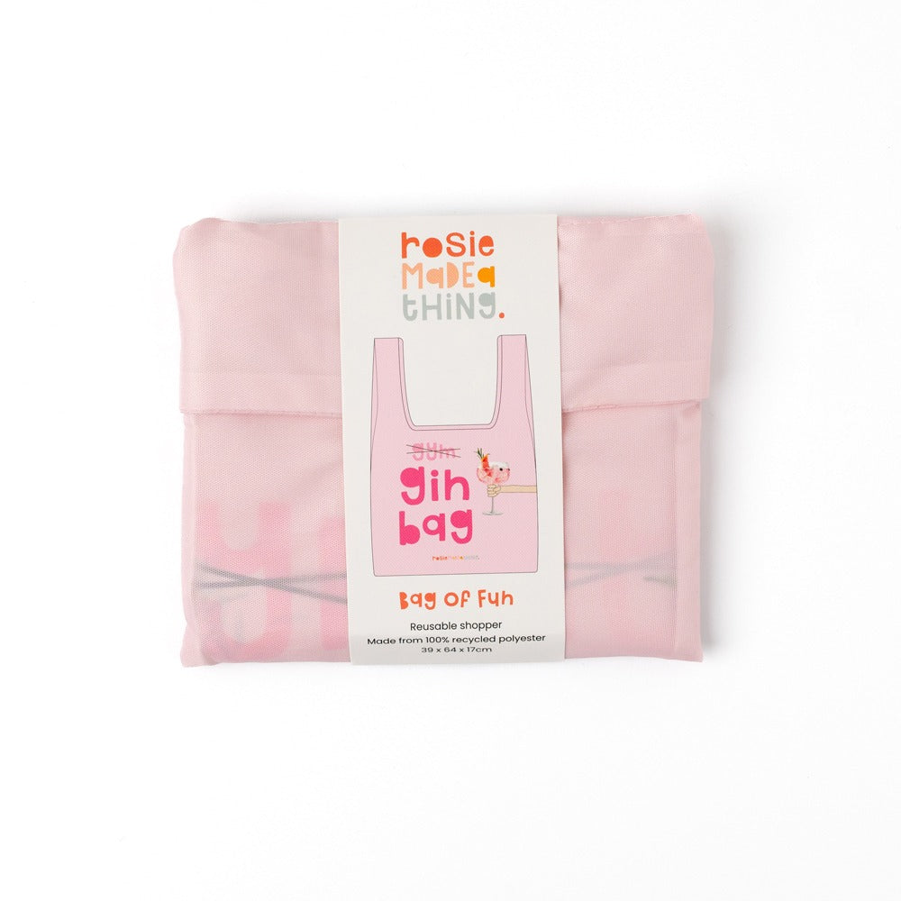 Packable Gin Bag by Rosie Made a Thing, compact and foldable storage bag from Cornucopia Home and Gift, shown in white.