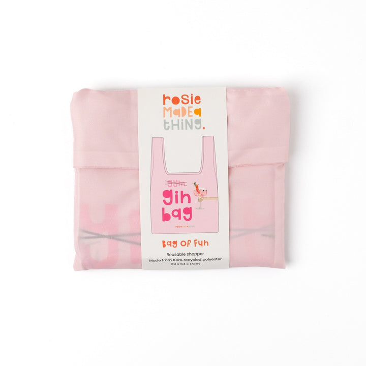 Packable Gin Bag by Rosie Made a Thing, compact and foldable storage bag from Cornucopia Home and Gift, shown in white.