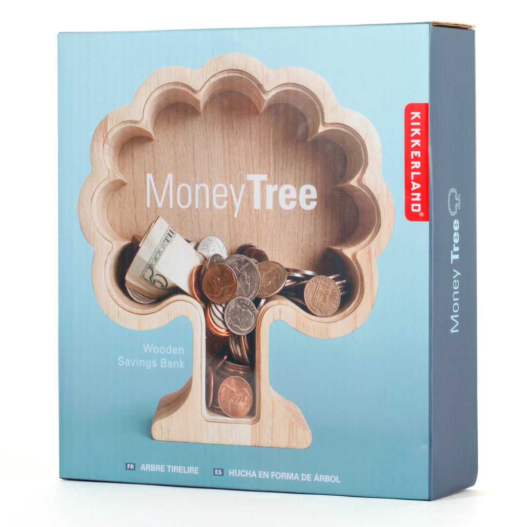 Kikkerland Money Tree Bank by Cornucopia Home and Gift, ceramic tree-shaped piggy bank with coin slot on top.