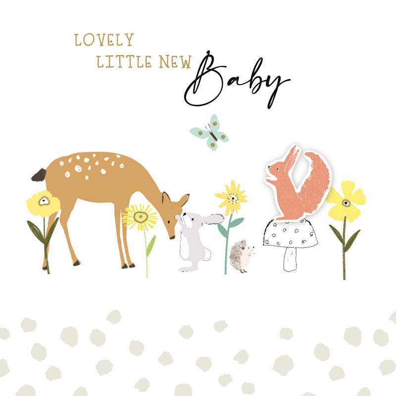 Cute Hammond Gower "Lovely Little New Baby" card by Cornucopia Home and Gift featuring soft colors and adorable baby illustrations.