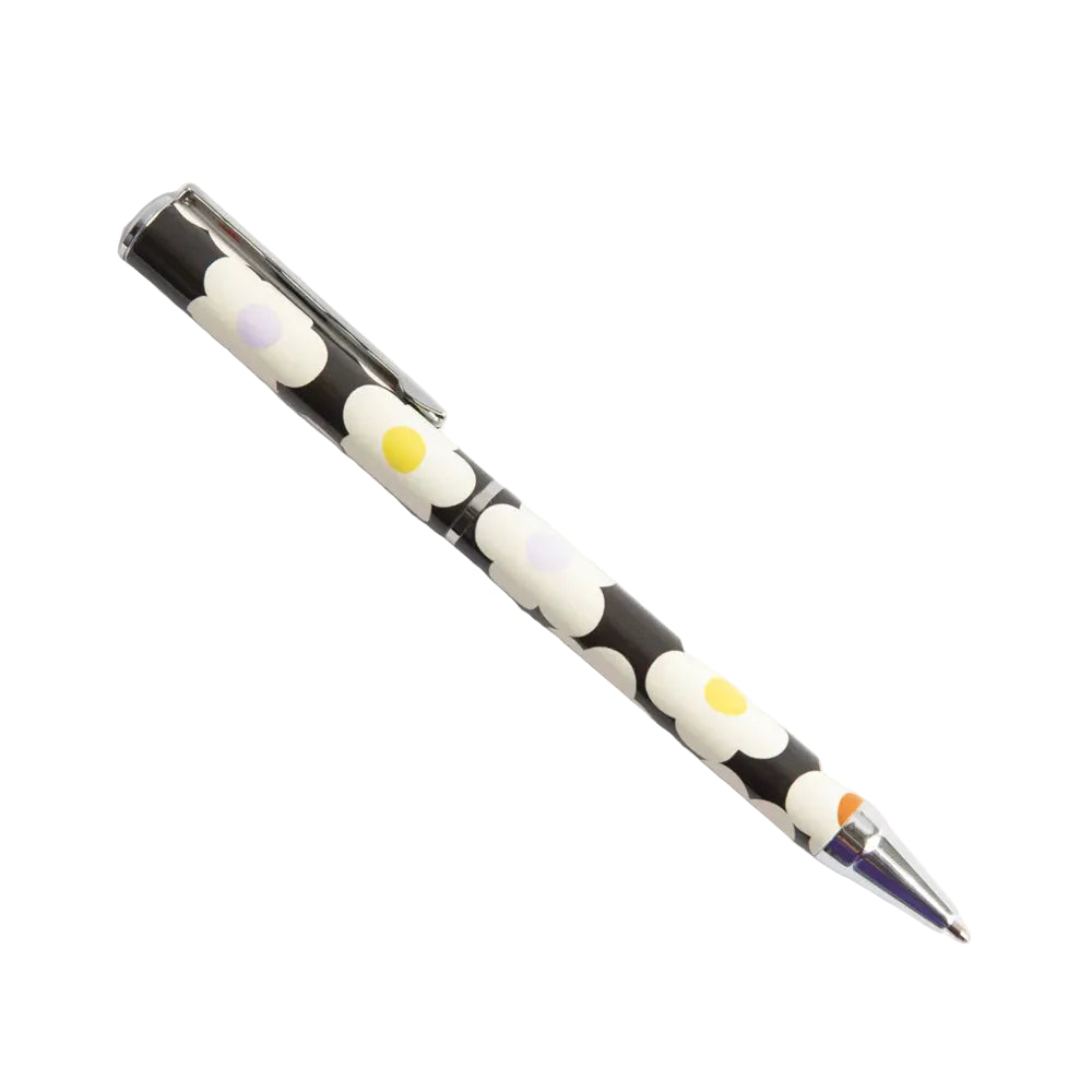 Pen with floral pattern on a white background