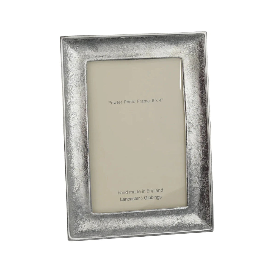 Handmade Kingston cast pewter photo frame by Lancaster and Gibbings, featuring intricate detailing and a polished finish.