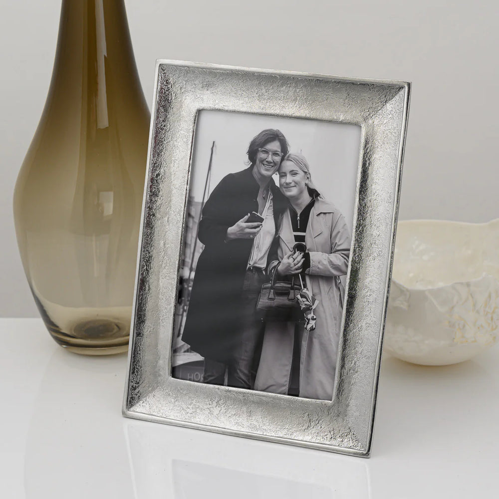 Handmade Kingston cast pewter photo frame by Lancaster and Gibbings, featuring intricate design, from Cornucopia Home and Gift.
