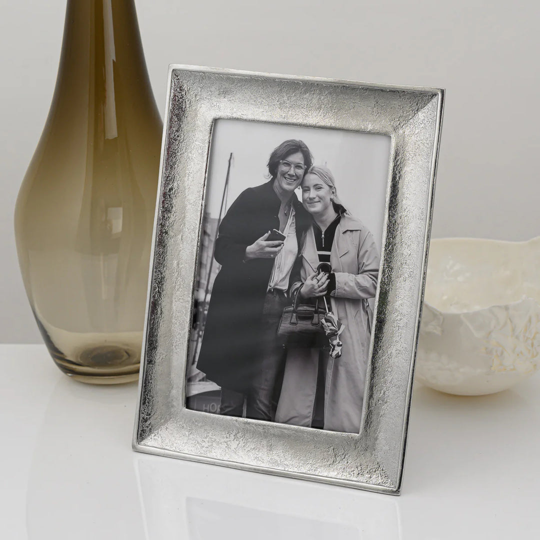 Handmade Kingston cast pewter photo frame by Lancaster and Gibbings, featuring intricate design, from Cornucopia Home and Gift.