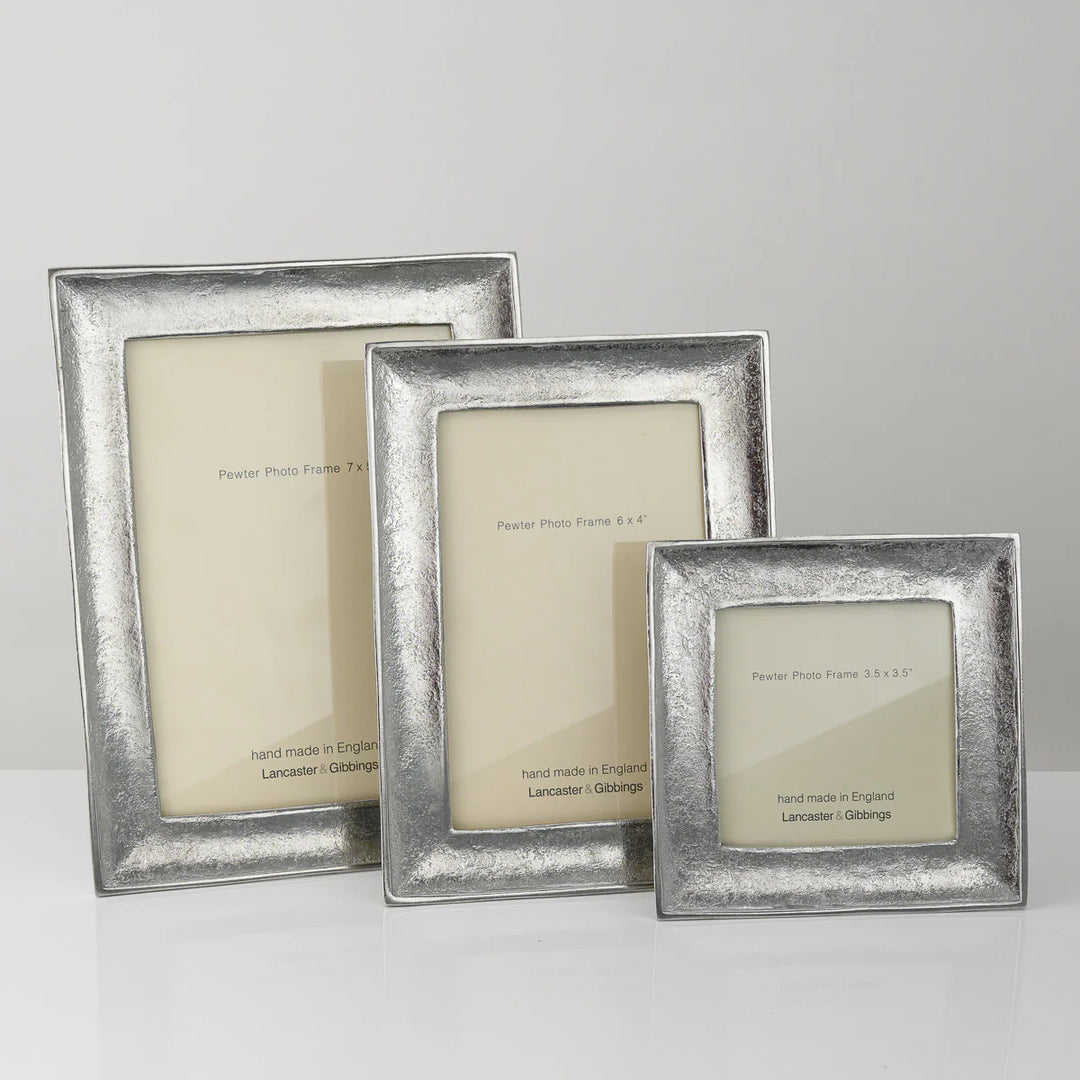 Handmade Kingston cast pewter photo frame by Lancaster and Gibbings, featuring intricate detailing and a polished finish.
