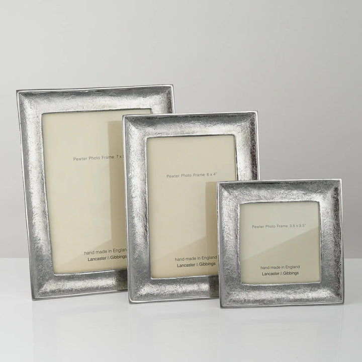 Handmade Kingston cast pewter photo frame by Lancaster and Gibbings, featuring intricate detailing and a polished finish.