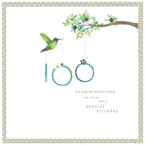 Cinnamon Aitch 100th Congratulations birthday card with festive design, suitable for celebrating a milestone birthday.