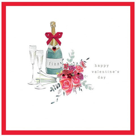 Cinnamon Aitch Happy Valentines Day greeting card featuring festive red and pink floral design, by Cornucopia Home and Gift.
