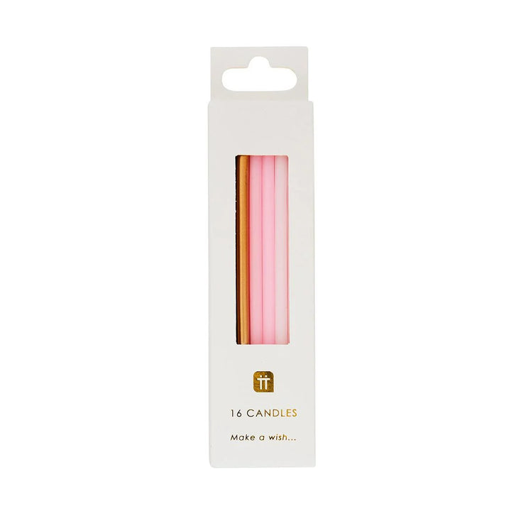 Set of 16 pink candles from Cornucopia Home and Gift by Talking Tables, shown in a close-up image.