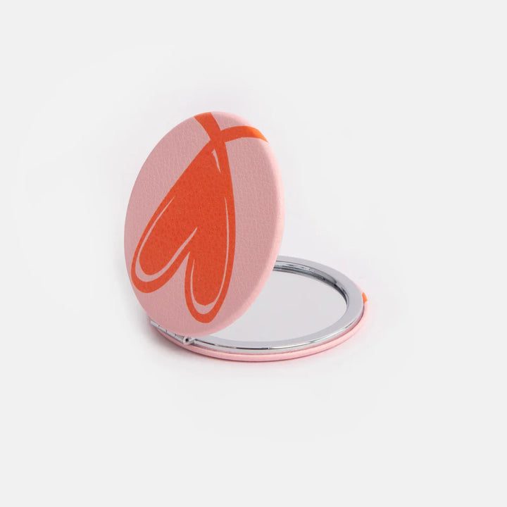 Caroline Gardner Pink/Orange Heart Round Pocket Mirror