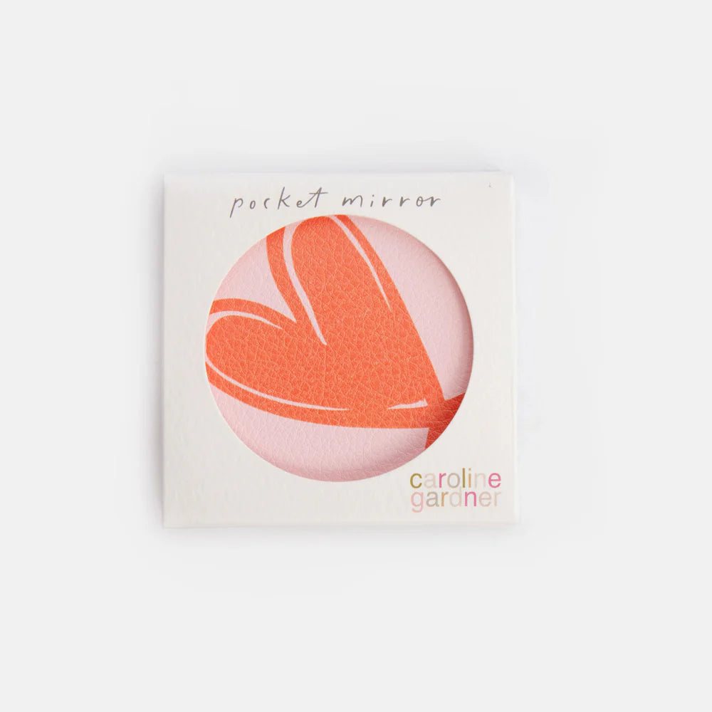 Caroline Gardner Pink/Orange Heart Round Pocket Mirror