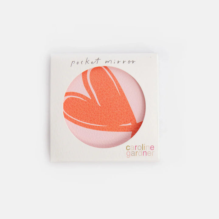 Caroline Gardner Pink/Orange Heart Round Pocket Mirror