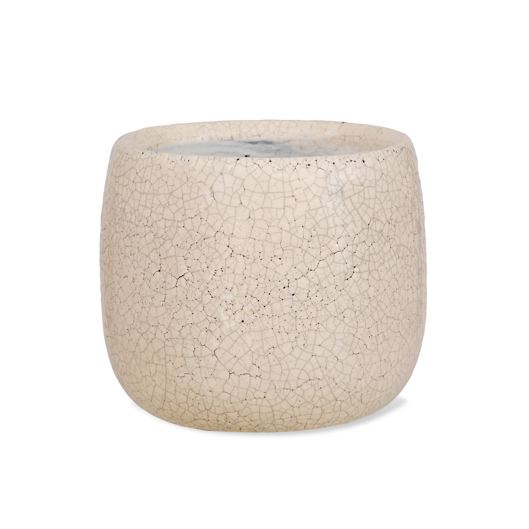 Garden Trading Ravello White Crackle Glaze Ceramic Plant Pot - 15.5cm