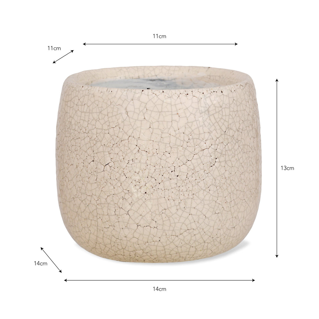 Garden Trading Ravello White Crackle Glaze Ceramic Plant Pot - 15.5cm