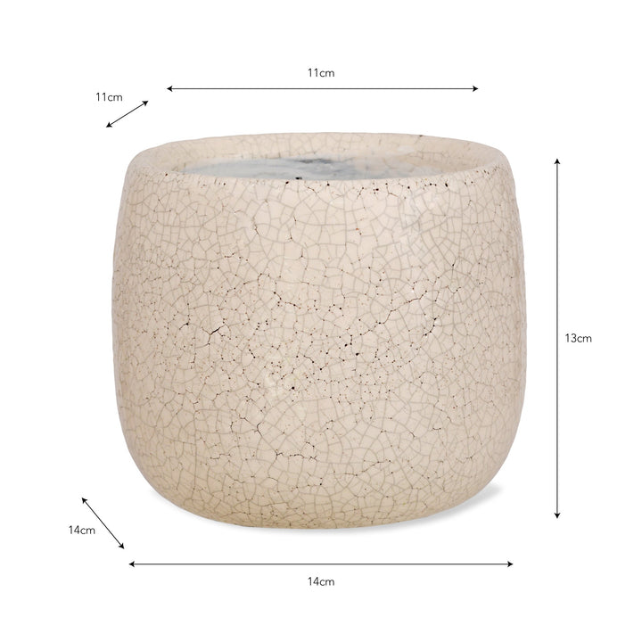 Garden Trading Ravello White Crackle Glaze Ceramic Plant Pot - 15.5cm