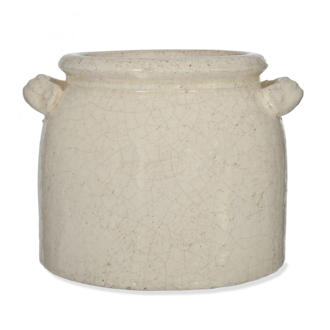 Garden Trading White Ceramic Plant Pot with Handles - Ravello 21cm