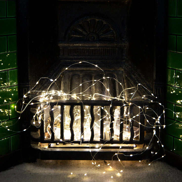 Party porcelain gold LED lights by Cornucopia Worcester, 3M 60L, decorative string lights with a gold and porcelain design.