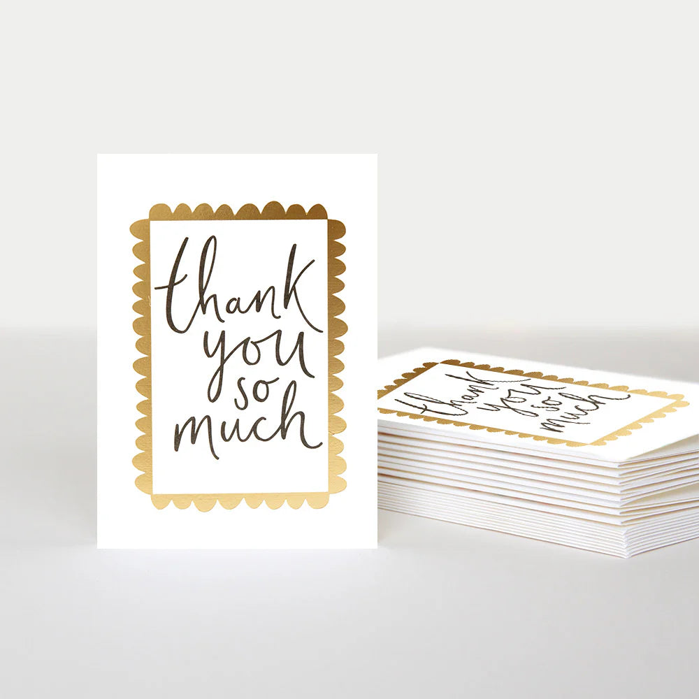 Thank you so much gold-bordered thank you cards by Caroline Gardner, pack of 10, featuring elegant gold accents and stylish design.