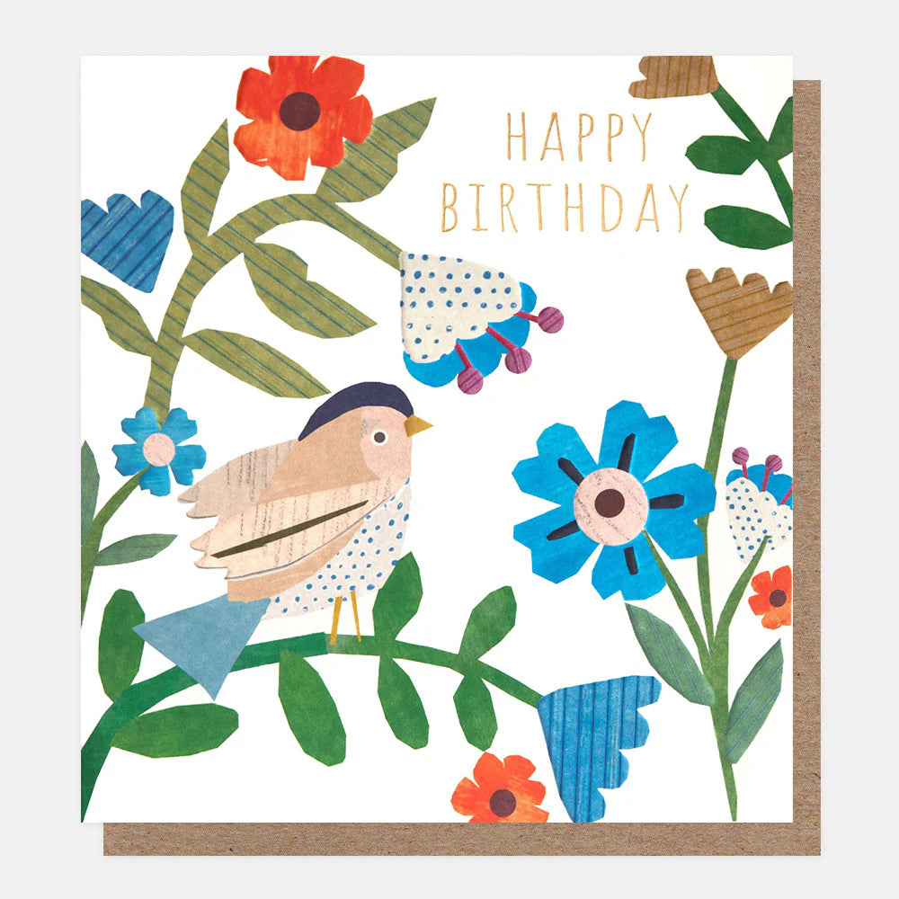 Happy Birthday Collage Blue Bird Card