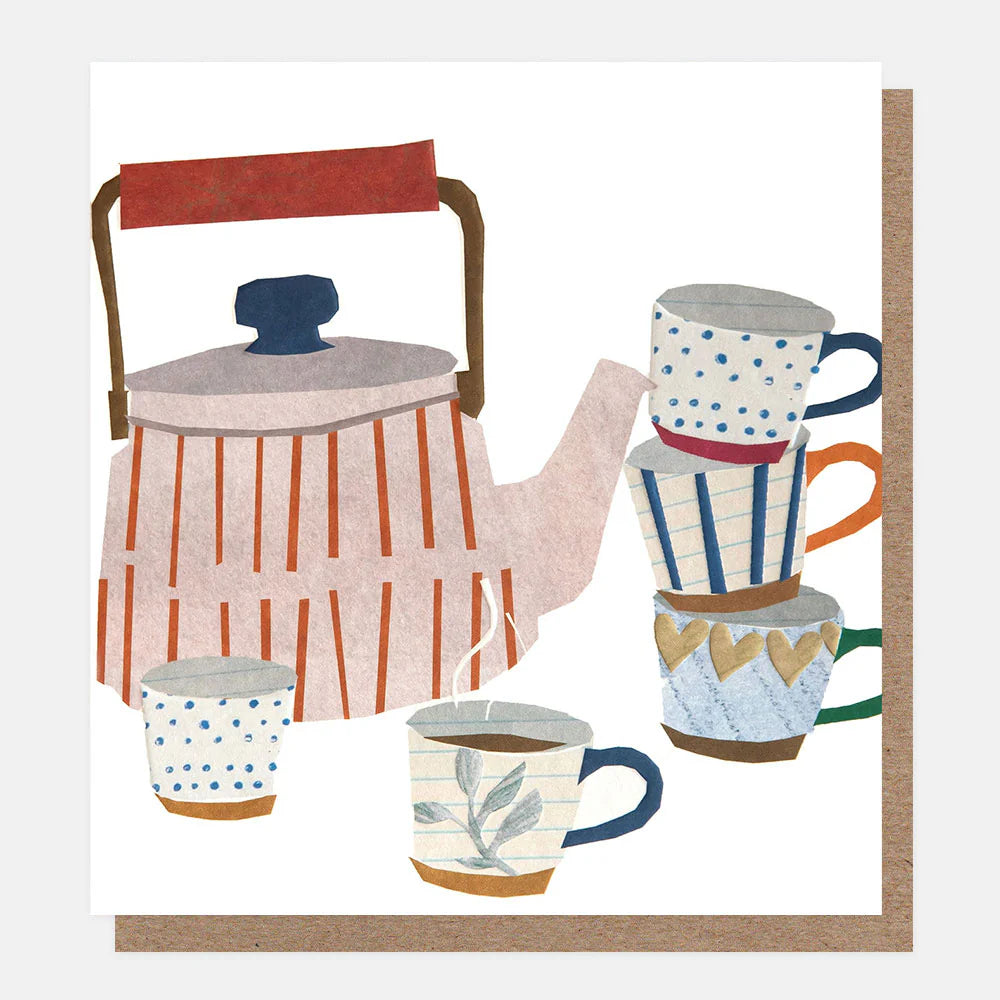 Blank Collage Teapot and Mugs Card