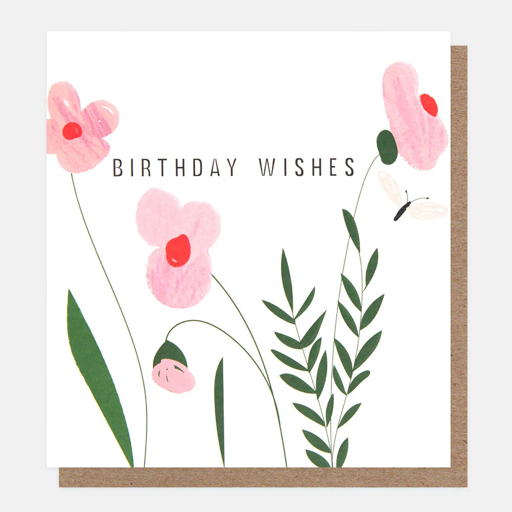 Pink floral birthday wishes card by Caroline Gardner, featuring vibrant pink flowers and elegant design for special occasions.