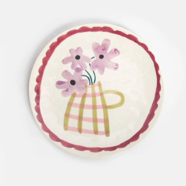 Flowers in Vase with Scallop Border