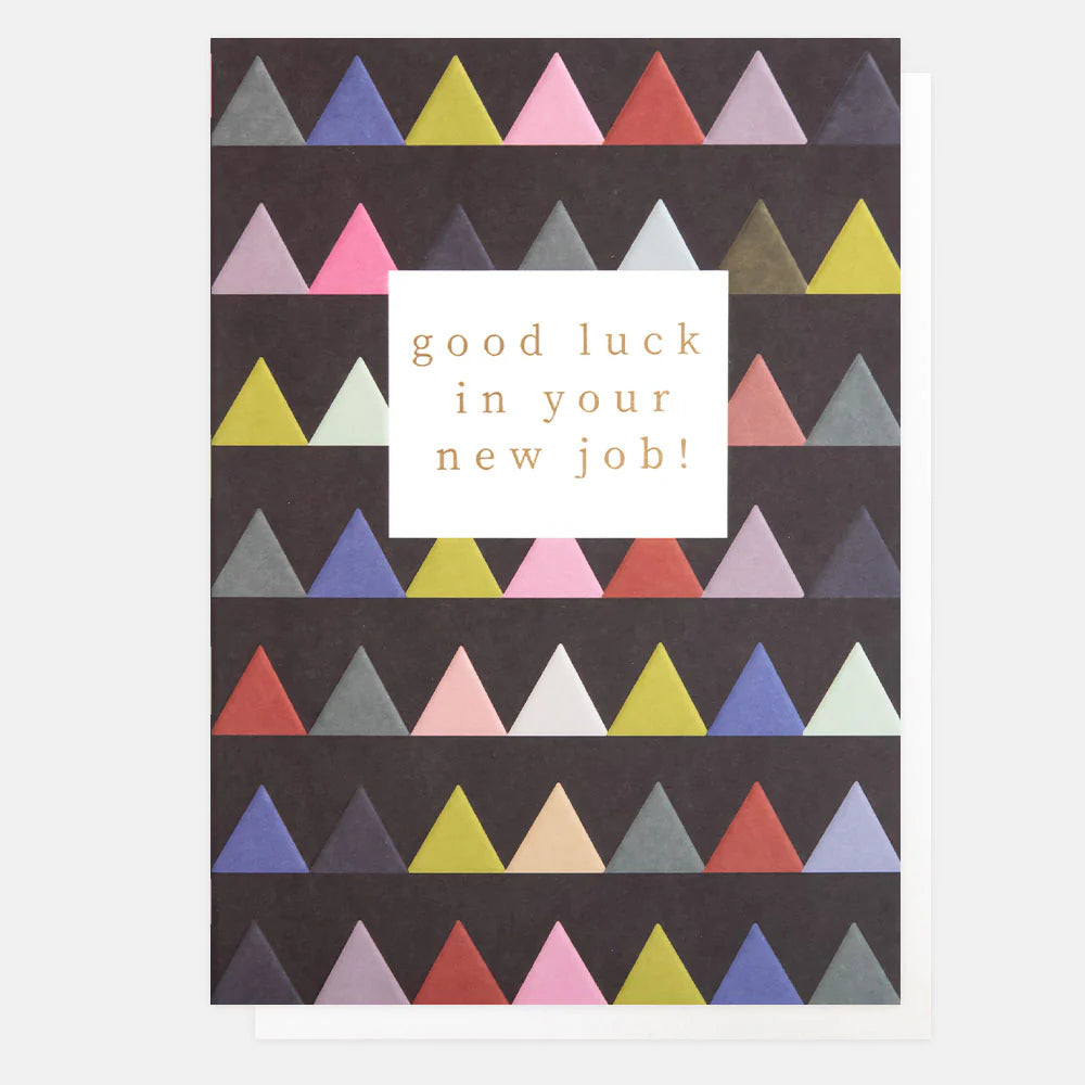 Caroline Gardner Good Luck New Job card with colorful floral design, perfect for celebrating career changes.