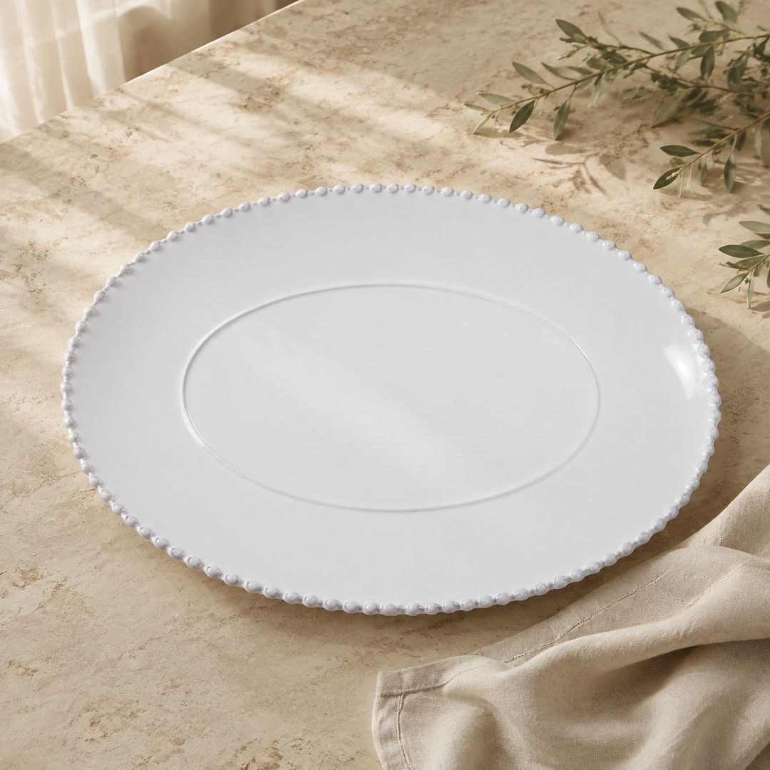 Pearl White Oval Platter Large