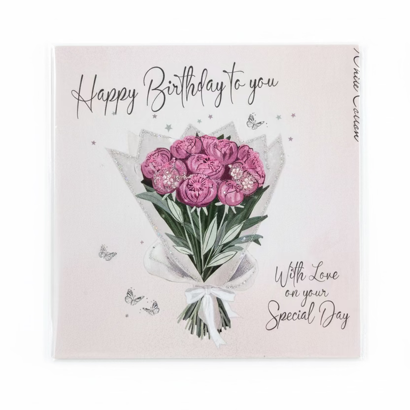 Peonies Bouquet Birthday Card