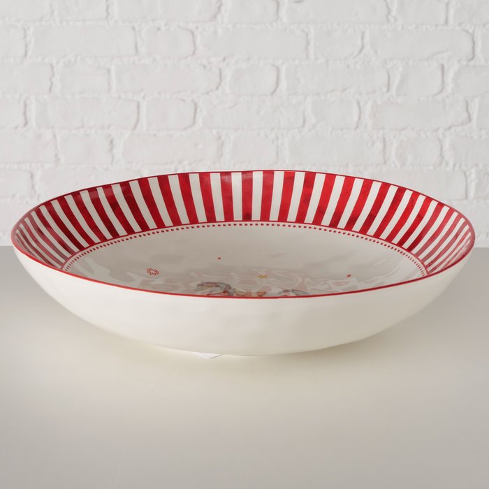 Cavallo Red and White Horse Stoneware Bowl - 33cm