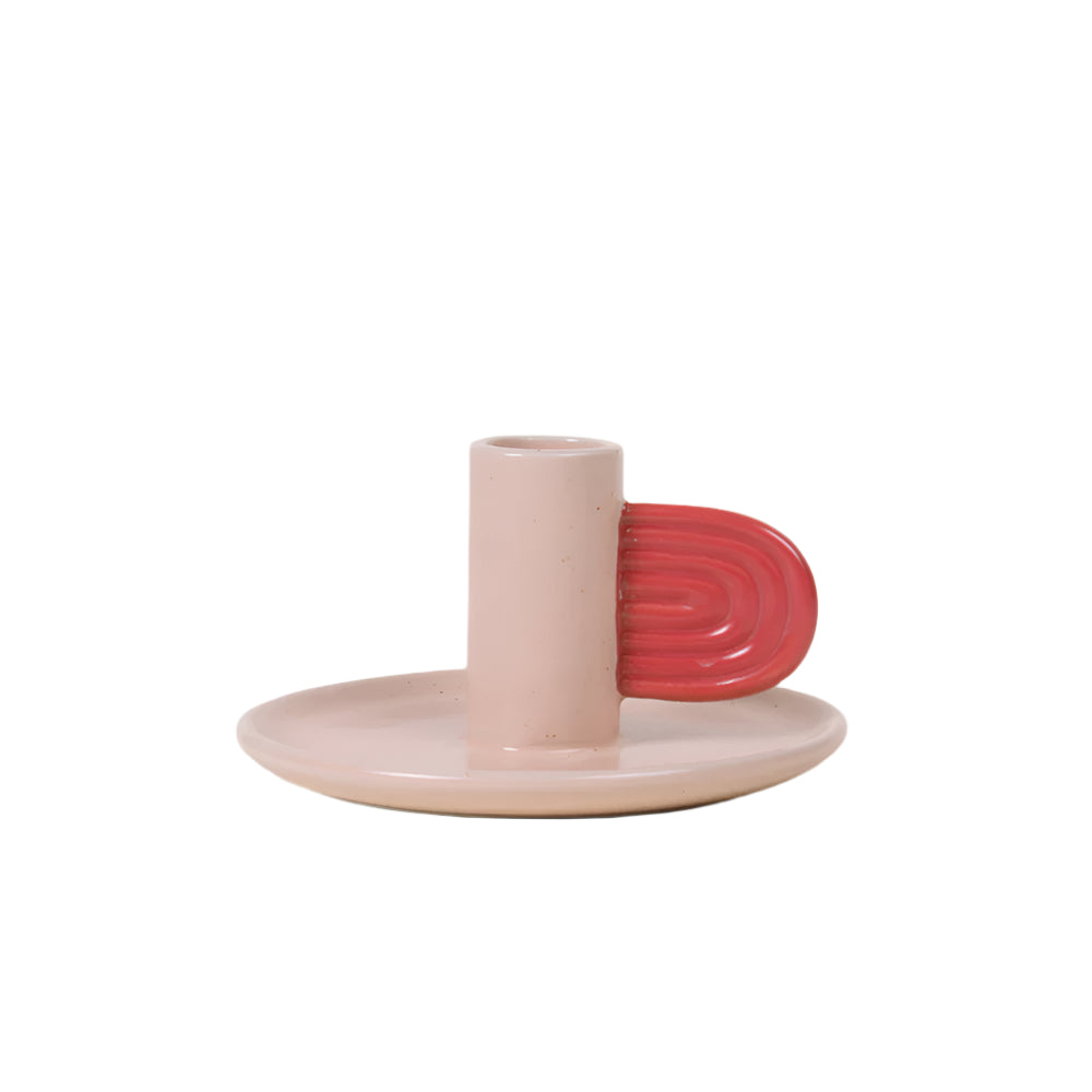 Pink and red Caroline Gardner candle holder, decorative gift piece from Cornucopia Home and Gift, ideal for home decor.