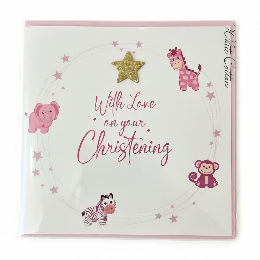 Christening Pink Circle Toys Card